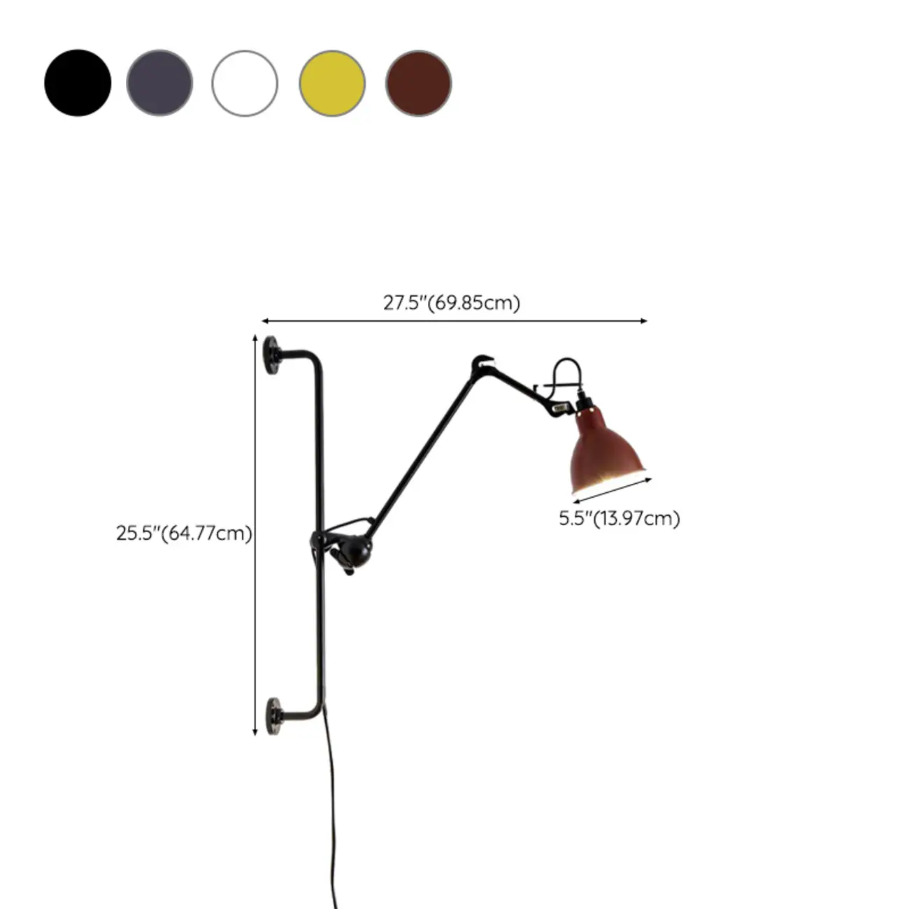 Modern Adjustable Metal Swing Arm Wall Light for Study #size | homeyfad