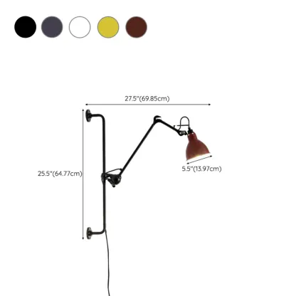 Modern Adjustable Metal Swing Arm Wall Light for Study #size