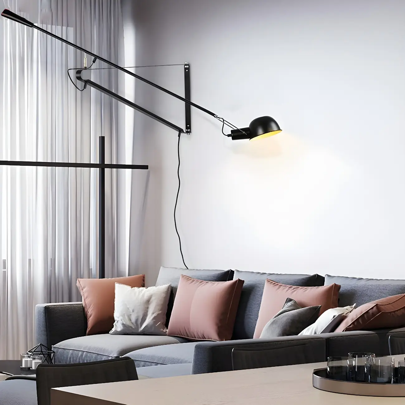 5.5-Inch Metal Black Adjustable Swing Arm Wall Light Image - 3 | homeyfad