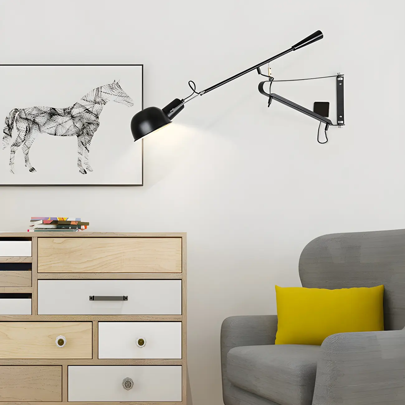 5.5-Inch Metal Black Adjustable Swing Arm Wall Light Image - 4 | homeyfad