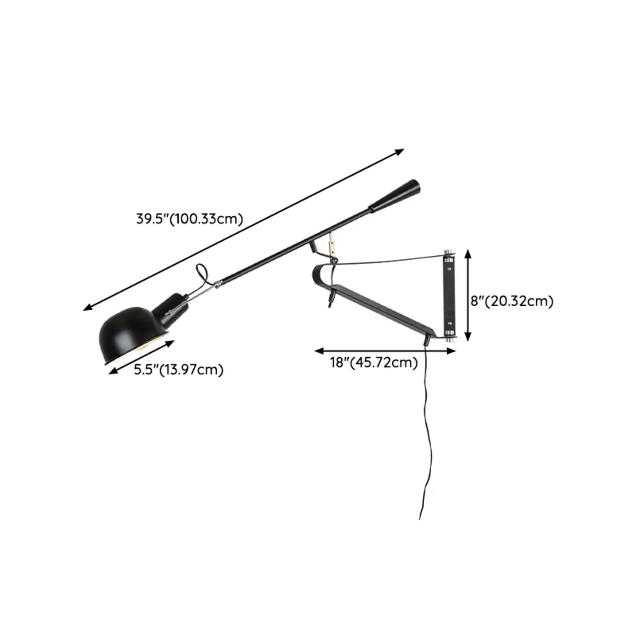 5.5-Inch Metal Black Adjustable Swing Arm Wall Light #size | homeyfad