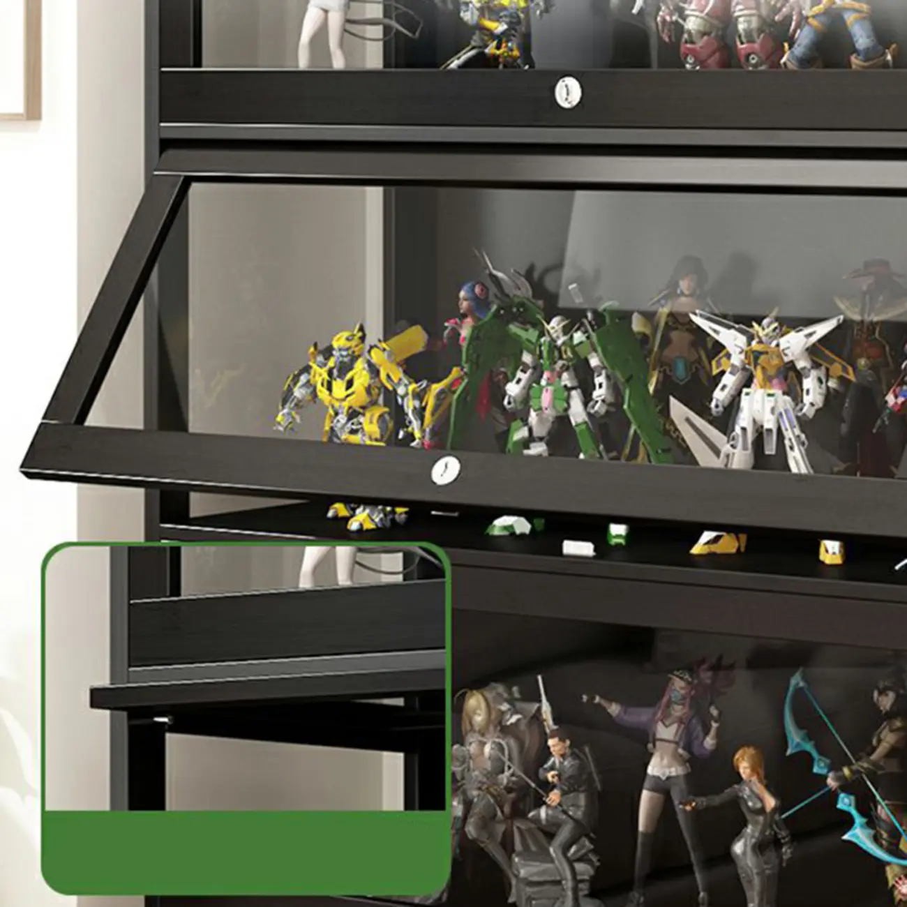 Contemporary Acrylic Wood Shelf Display Cabinet Black Image - 12 | homeyfad