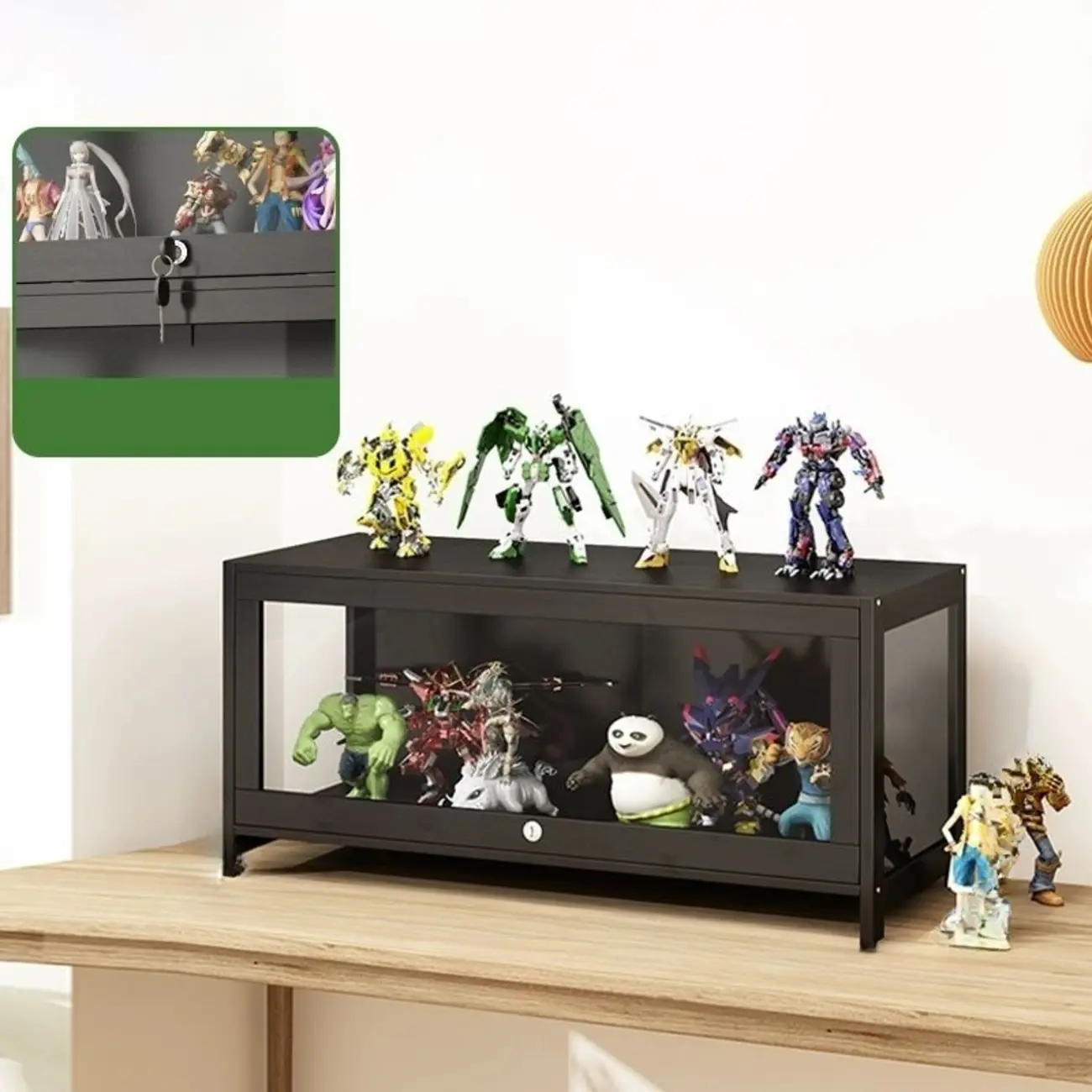 Contemporary Acrylic Wood Shelf Display Cabinet Black Image - 20 | homeyfad