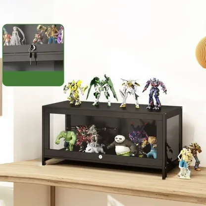 Contemporary Acrylic Wood Shelf Display Cabinet Black Image - 20