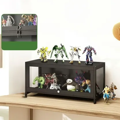 Contemporary Acrylic Wood Shelf Display Cabinet Black Image - 21