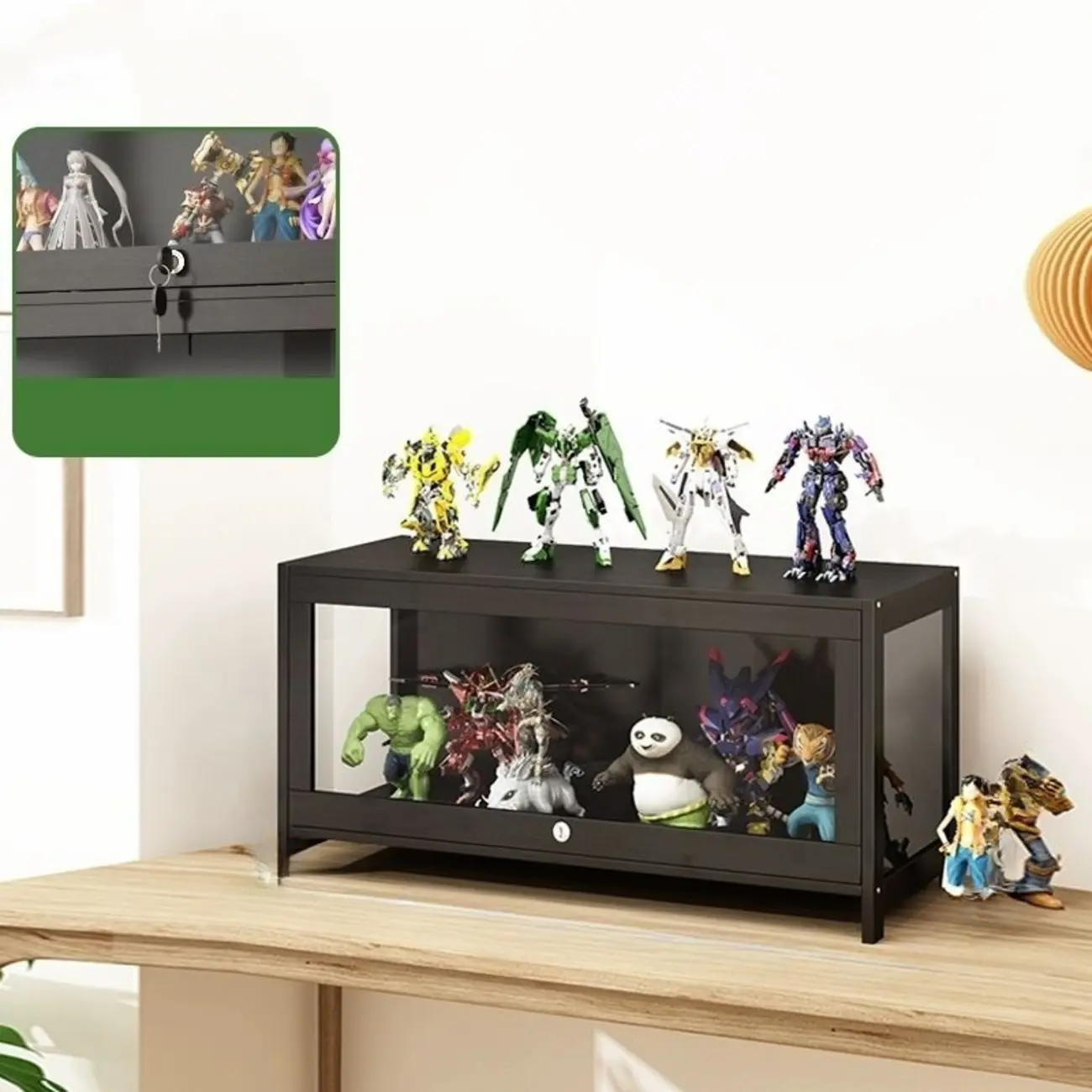 Contemporary Acrylic Wood Shelf Display Cabinet Black Image - 22 | homeyfad