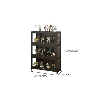 Contemporary Acrylic Wood Shelf Display Cabinet Black #size