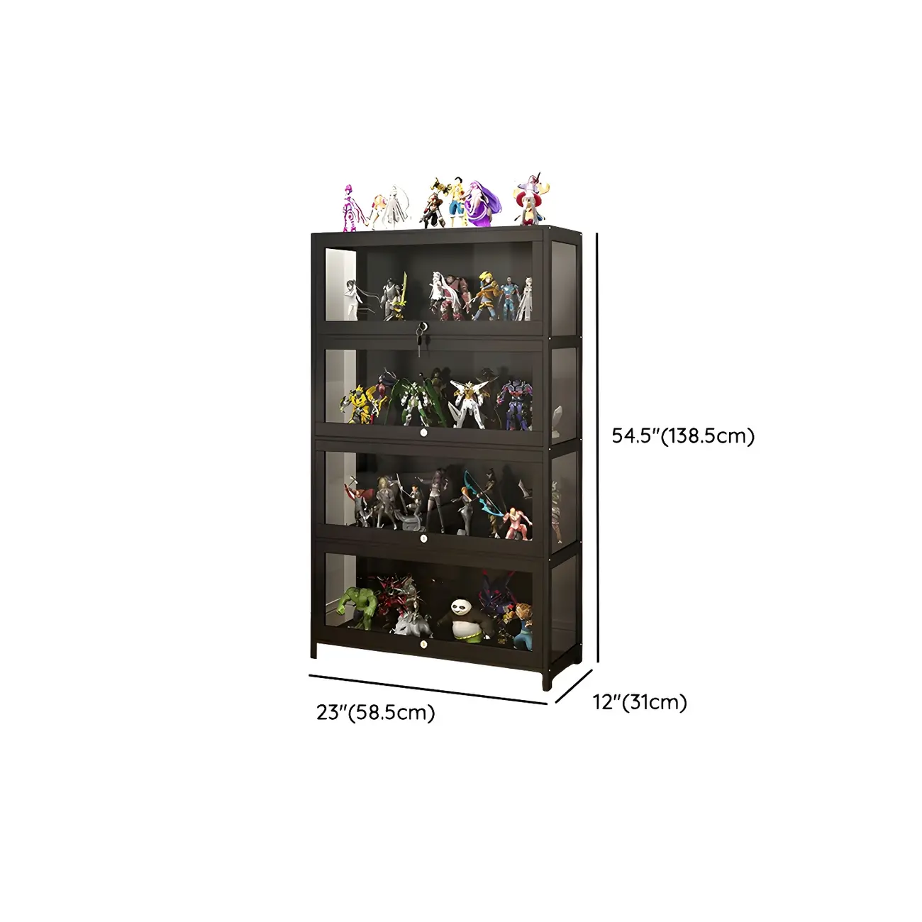 Contemporary Acrylic Wood Shelf Display Cabinet Black Image - 26 | homeyfad