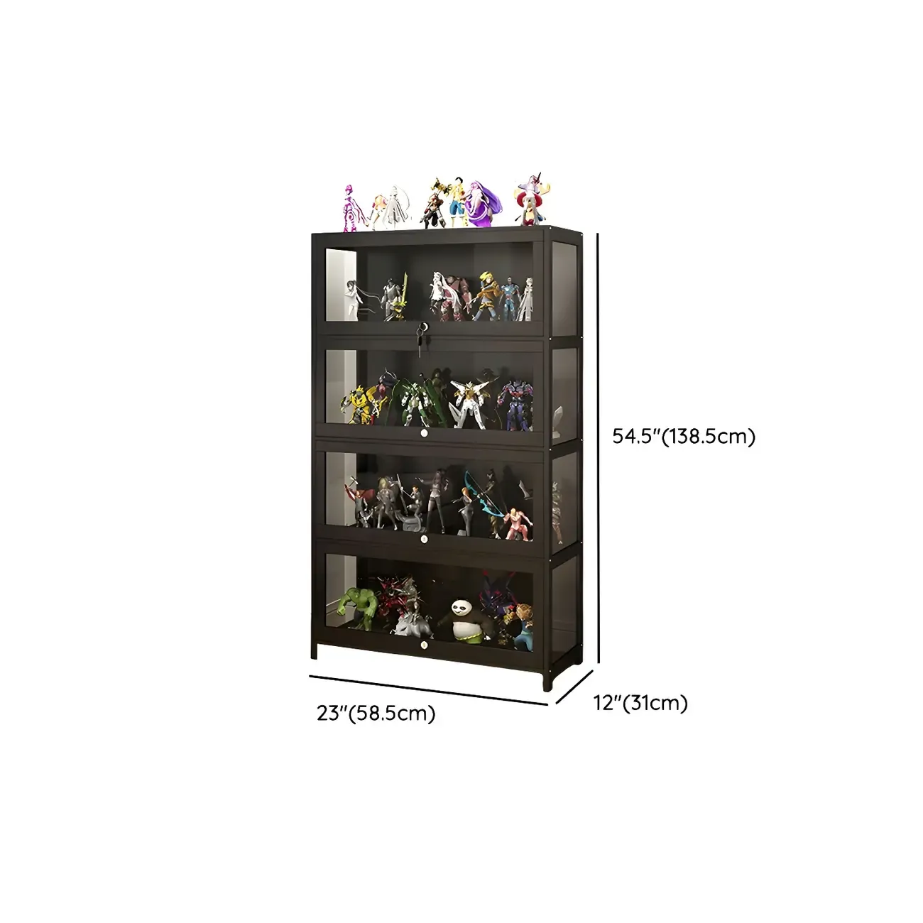Contemporary Acrylic Wood Shelf Display Cabinet Black Image - 26