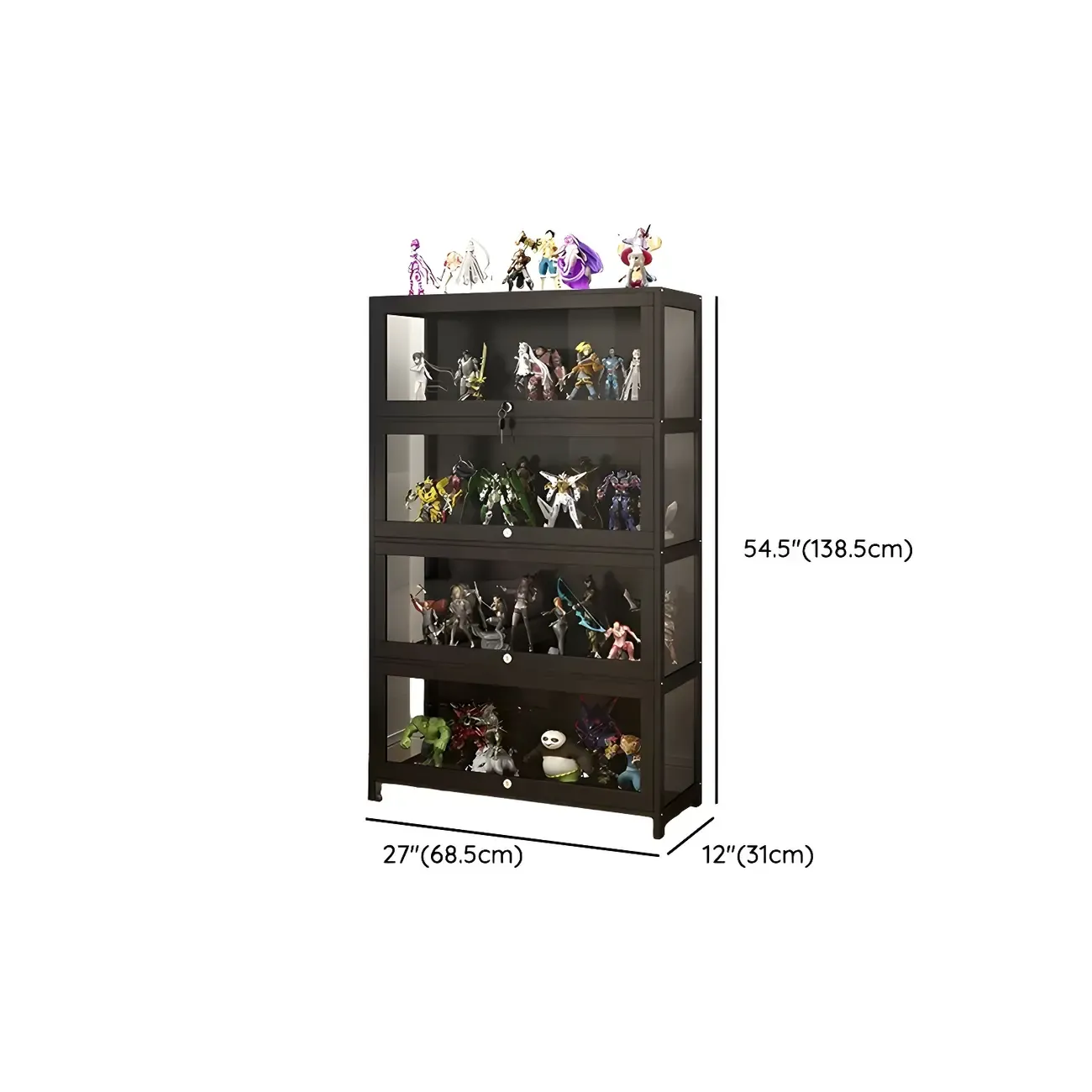 Contemporary Acrylic Wood Shelf Display Cabinet Black Image - 27