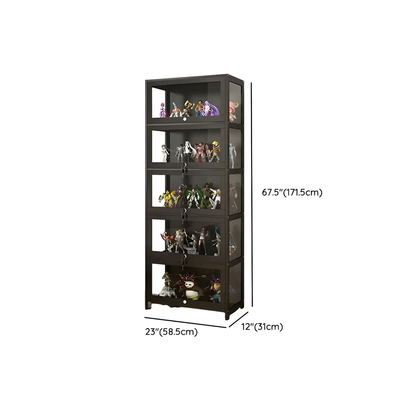 Contemporary Acrylic Wood Shelf Display Cabinet Black Image - 29