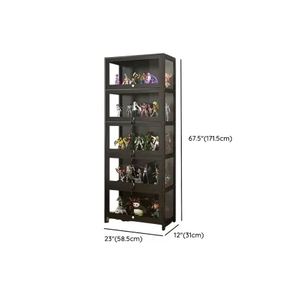 Contemporary Acrylic Wood Shelf Display Cabinet Black Image - 29
