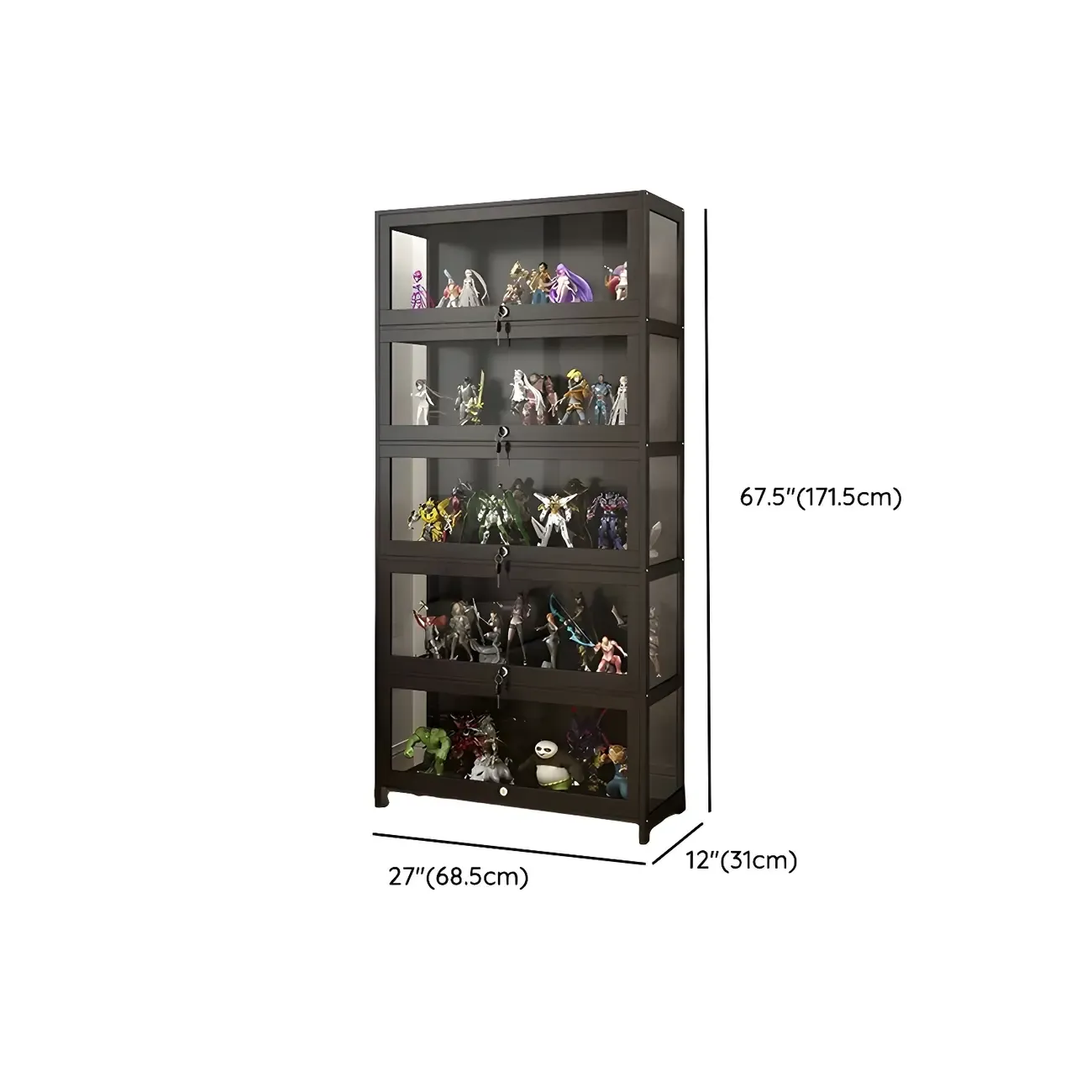 Contemporary Acrylic Wood Shelf Display Cabinet Black Image - 30