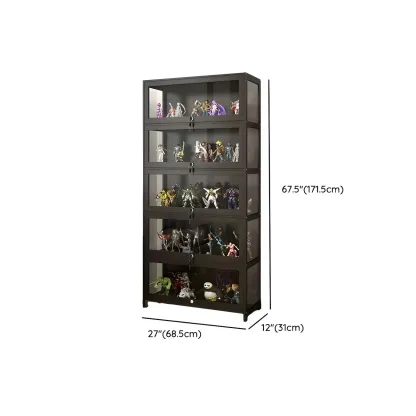 Contemporary Acrylic Wood Shelf Display Cabinet Black Image - 30