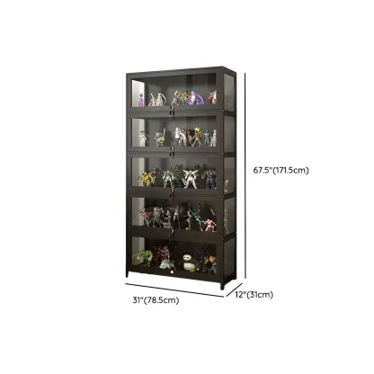 Contemporary Acrylic Wood Shelf Display Cabinet Black Image - 31