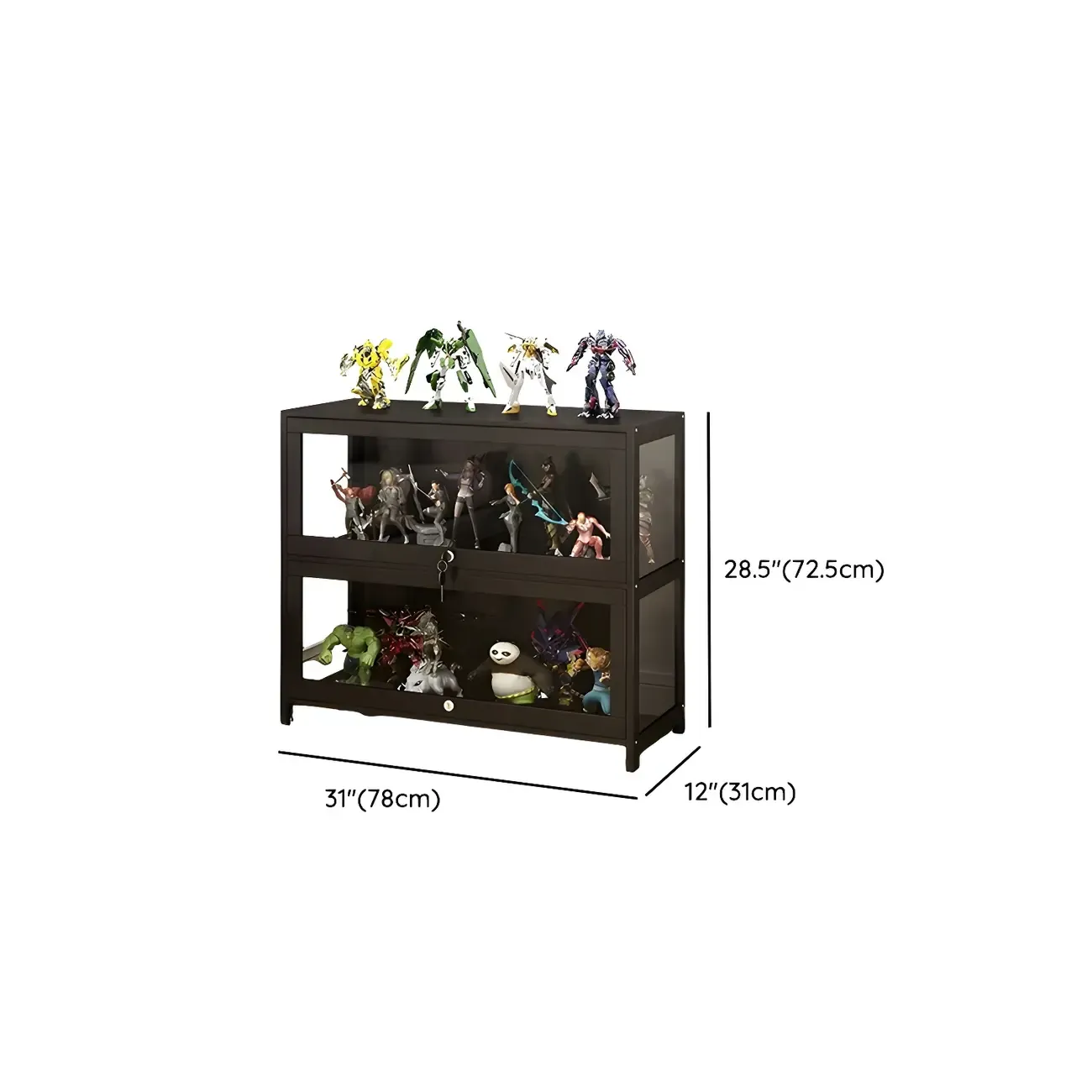Contemporary Acrylic Wood Shelf Display Cabinet Black Image - 32