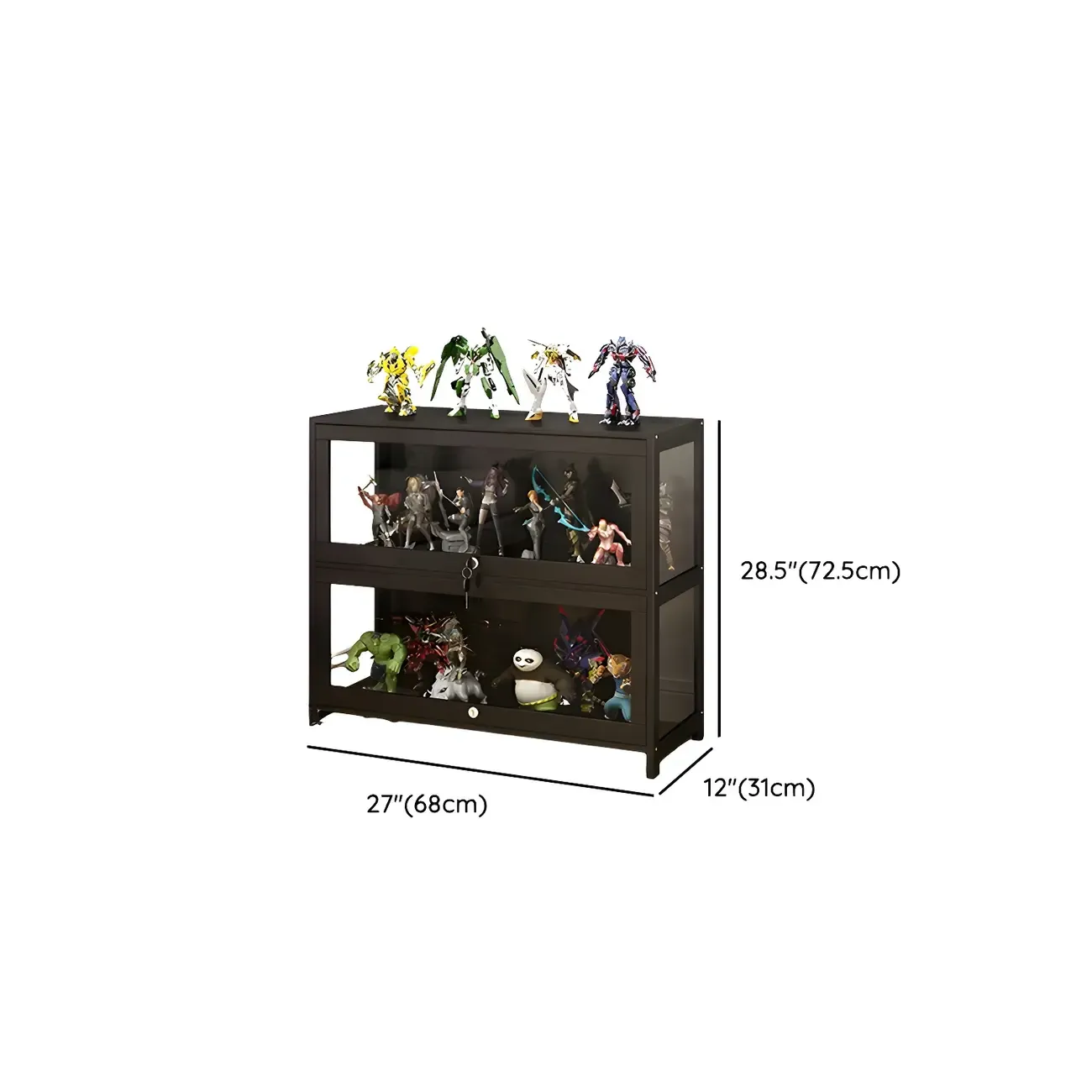 Contemporary Acrylic Wood Shelf Display Cabinet Black Image - 33