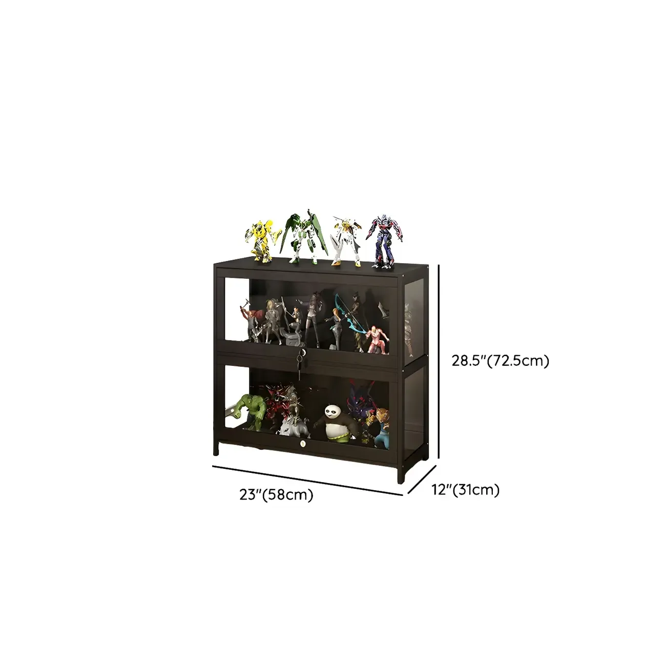 Contemporary Acrylic Wood Shelf Display Cabinet Black Image - 34