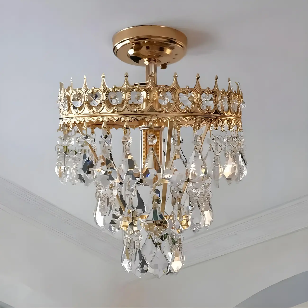 LED Elegant Semi-Flush Mount Ceiling Light for Living Room Image - 3 | homeyfad