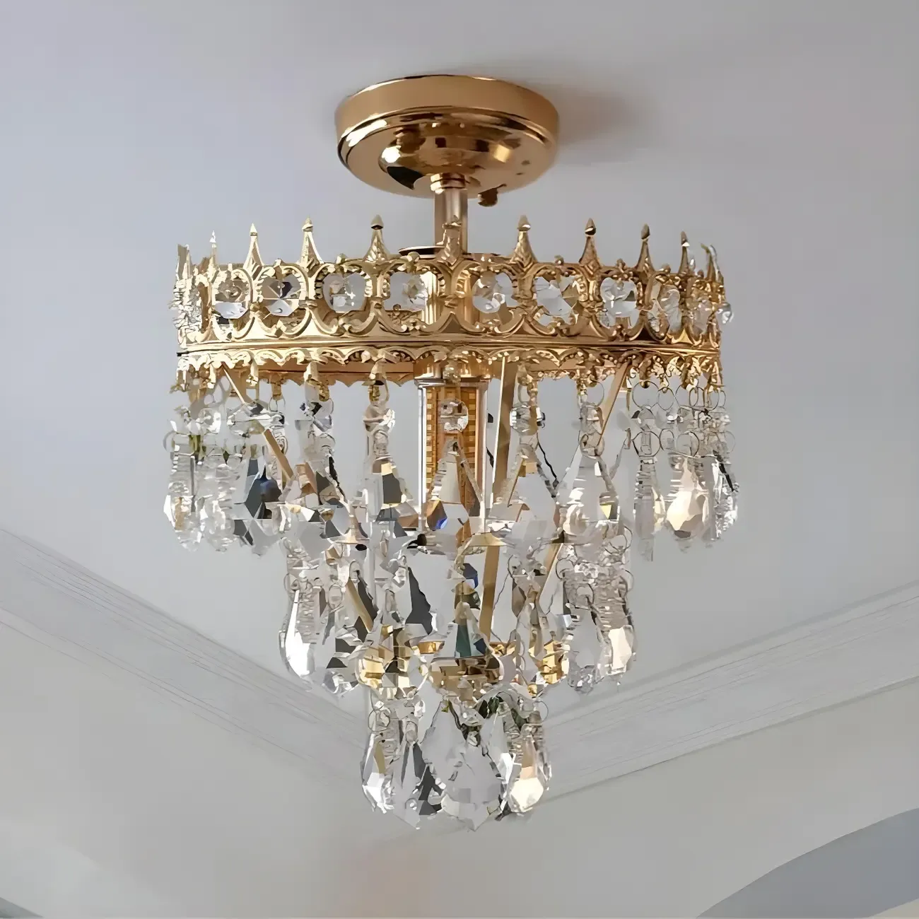 LED Elegant Semi-Flush Mount Ceiling Light for Living Room Image - 3