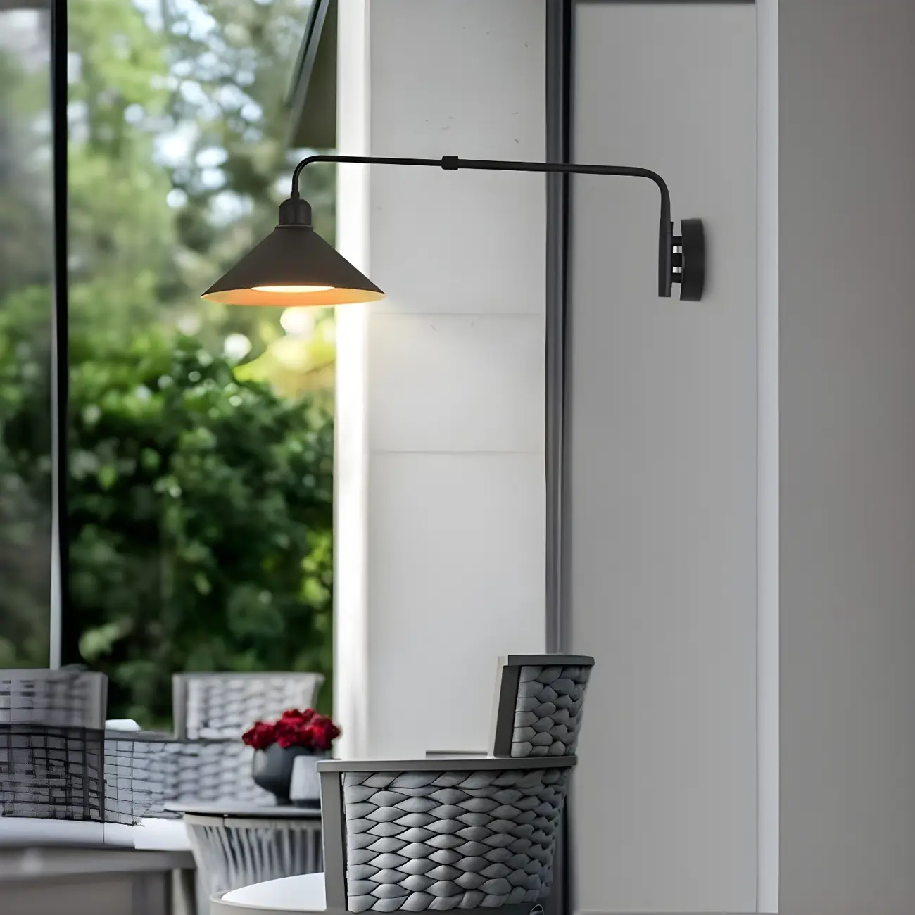 Simple Black Metal Adjustable Swing Arm Wall Light Image - 2 | homeyfad