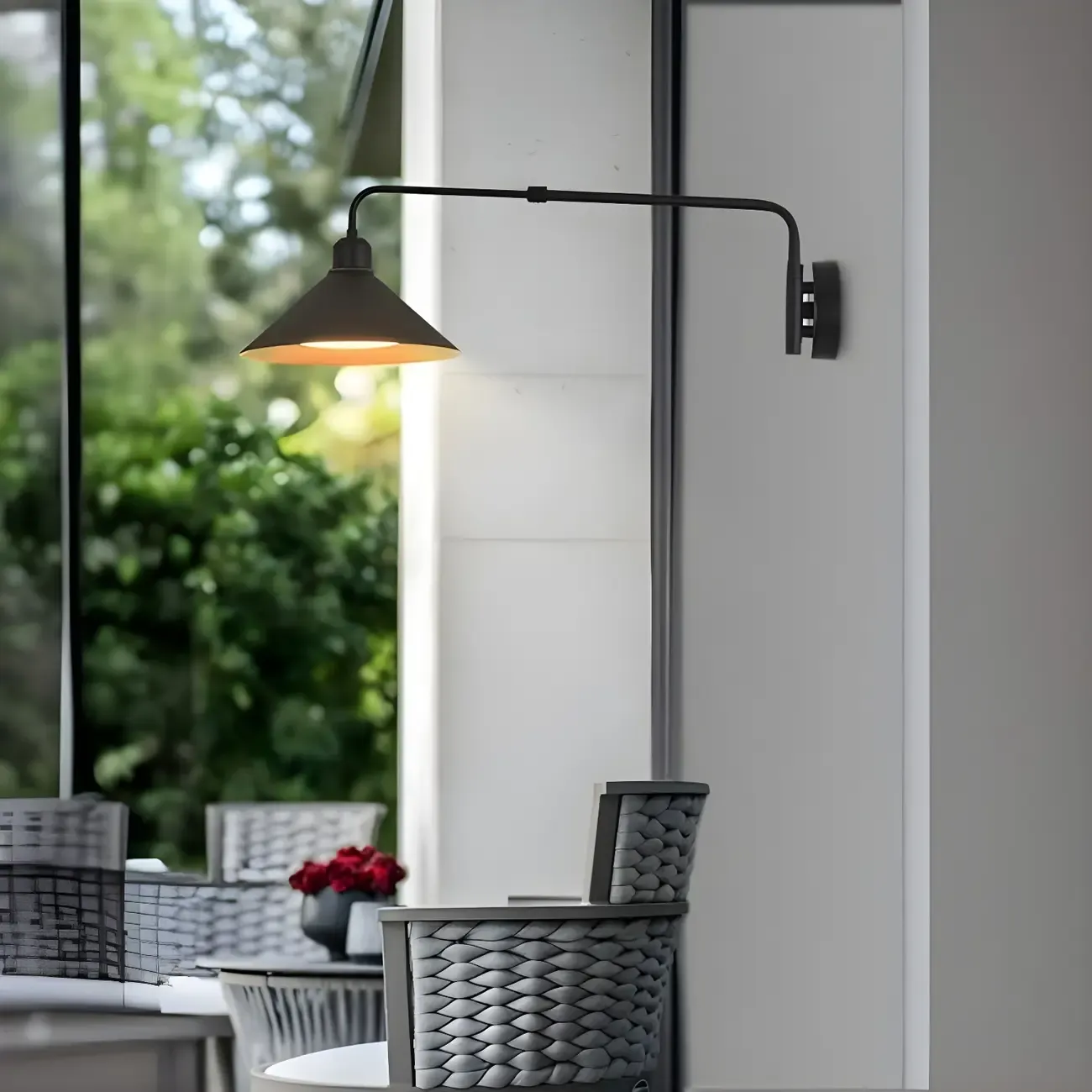 Simple Black Metal Adjustable Swing Arm Wall Light Image - 2