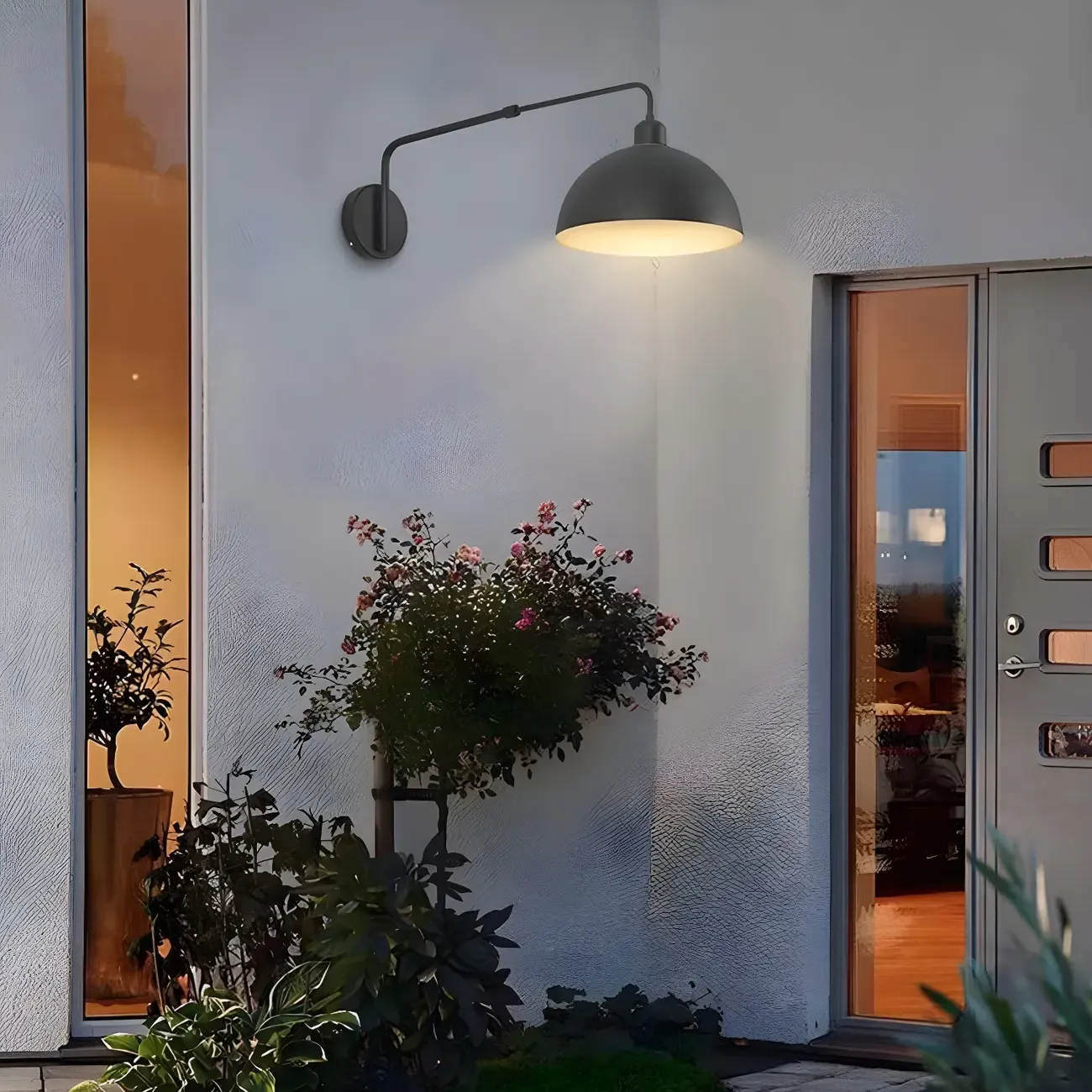 Simple Black Metal Adjustable Swing Arm Wall Light Image - 4