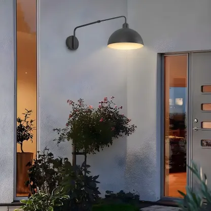 Simple Black Metal Adjustable Swing Arm Wall Light Image - 4