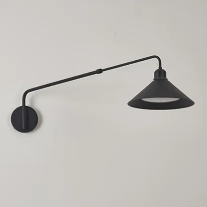 Simple Black Metal Adjustable Swing Arm Wall Light Image - 9