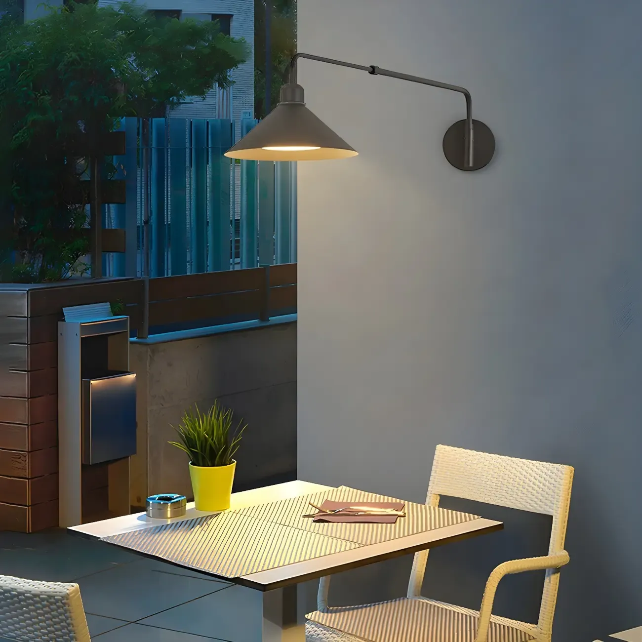 Simple Black Metal Adjustable Swing Arm Wall Light Image - 1