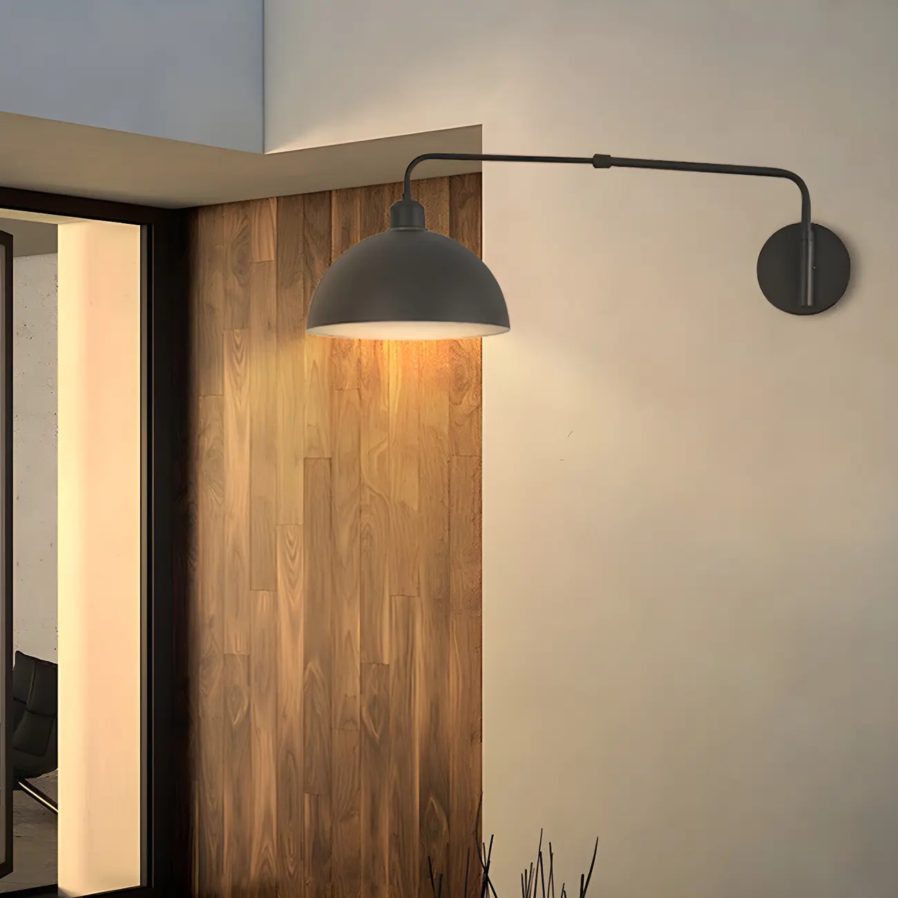 Simple Black Metal Adjustable Swing Arm Wall Light Image - 3 | homeyfad