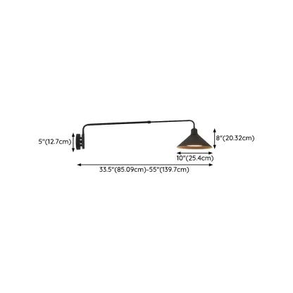 Simple Black Metal Adjustable Swing Arm Wall Light Image - 19
