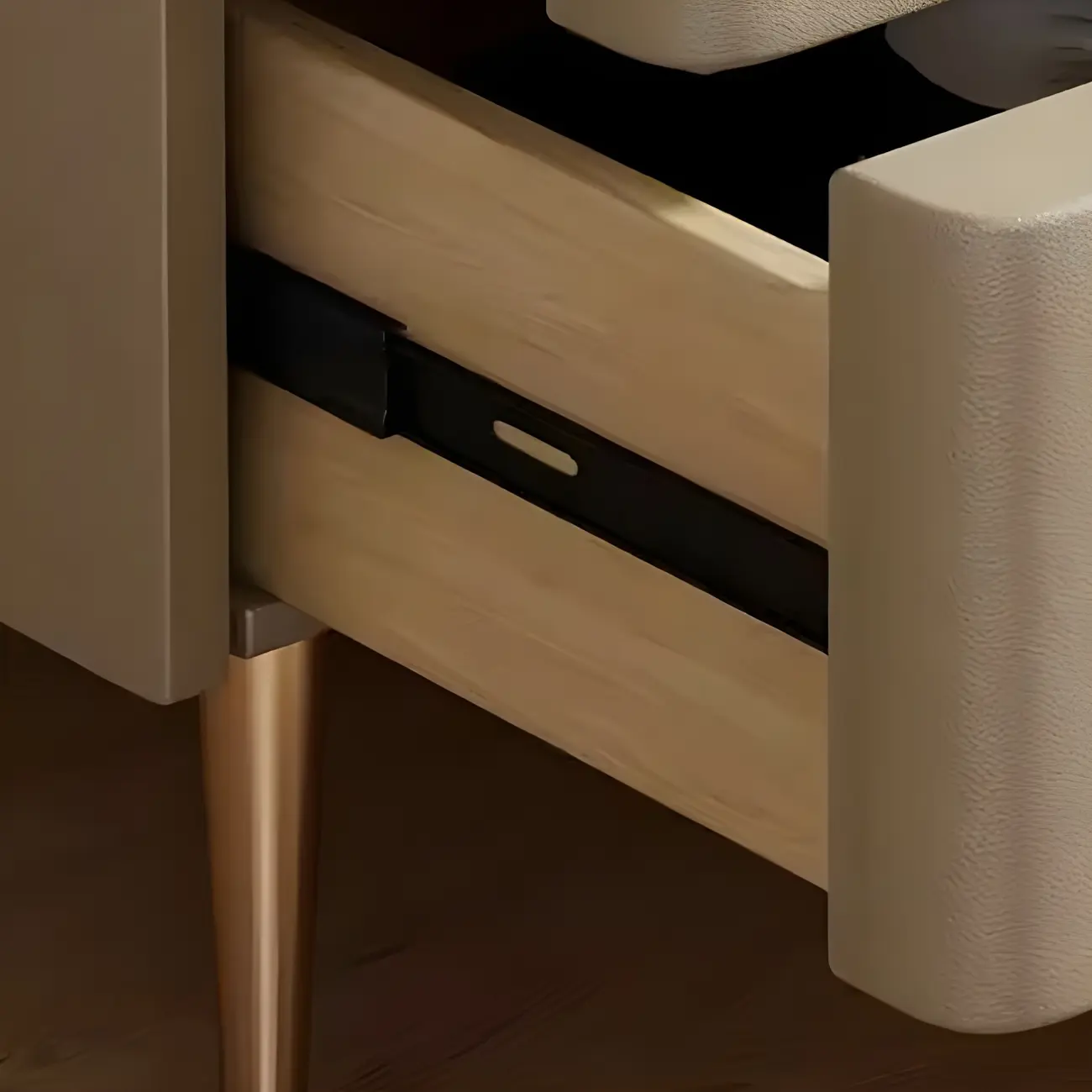 Modern Wooden Leather Soft-Edge 2-Drawer Nightstand Image - 13 | homeyfad