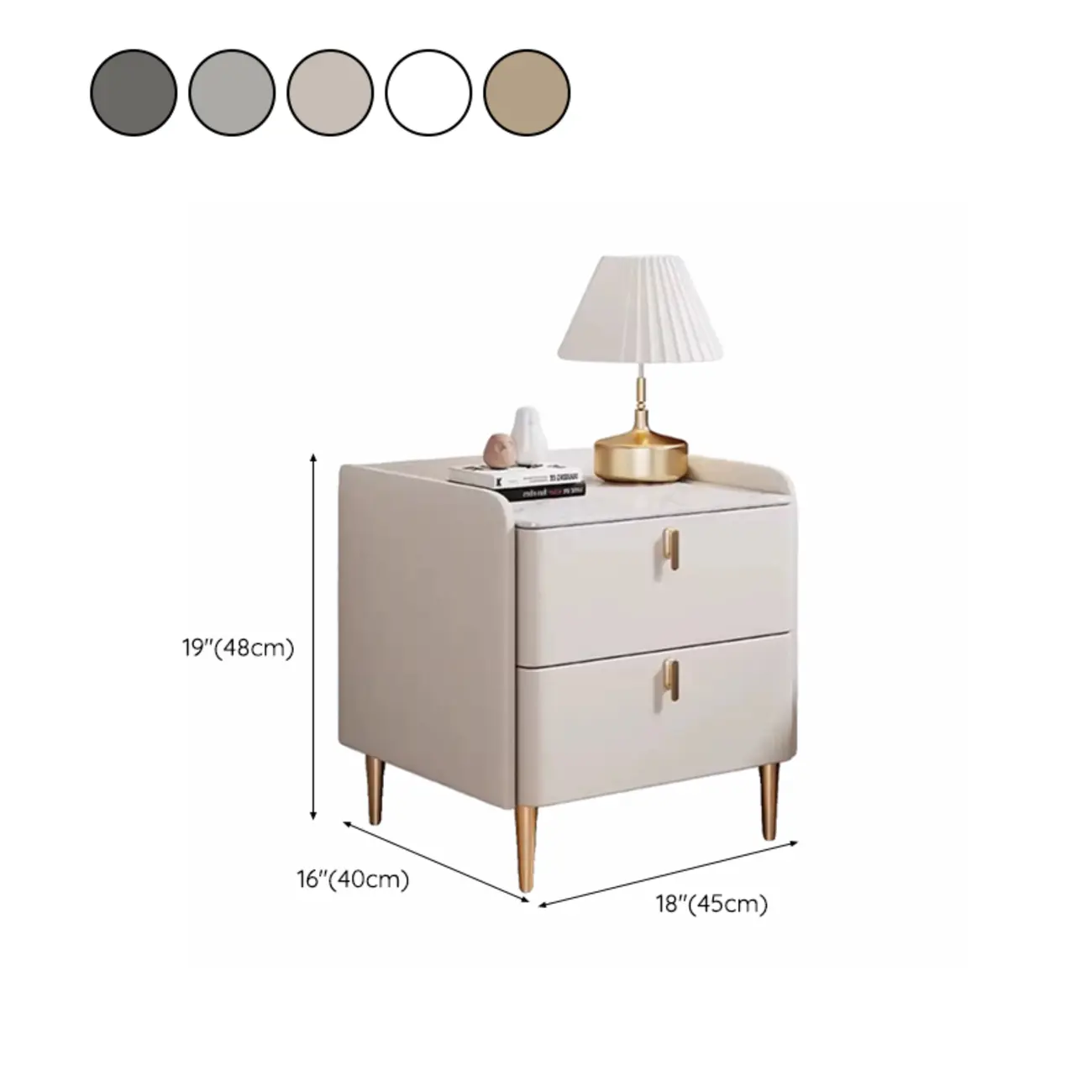Modern Wooden Leather Soft-Edge 2-Drawer Nightstand Image - 17 | homeyfad