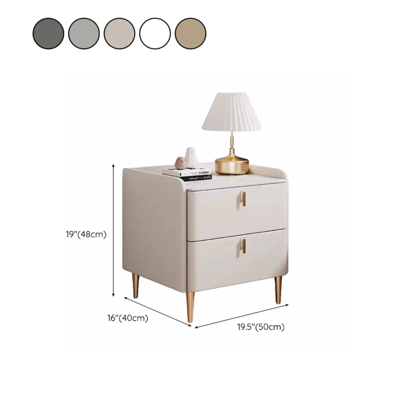 Modern Wooden Leather Soft-Edge 2-Drawer Nightstand Image - 18 | homeyfad