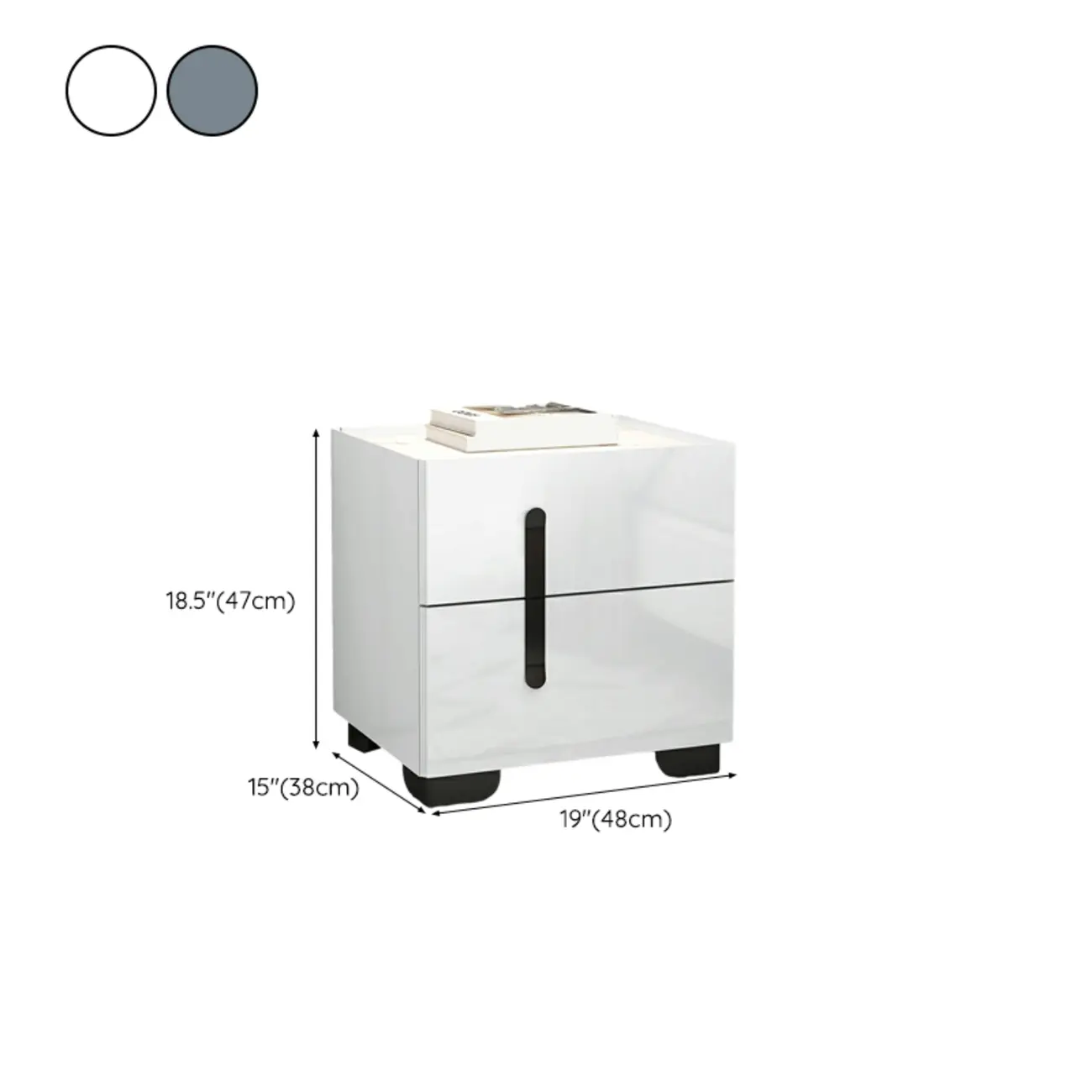 Sleek Highlight Wood Stone Top 2-Drawer Nightstand #size | homeyfad