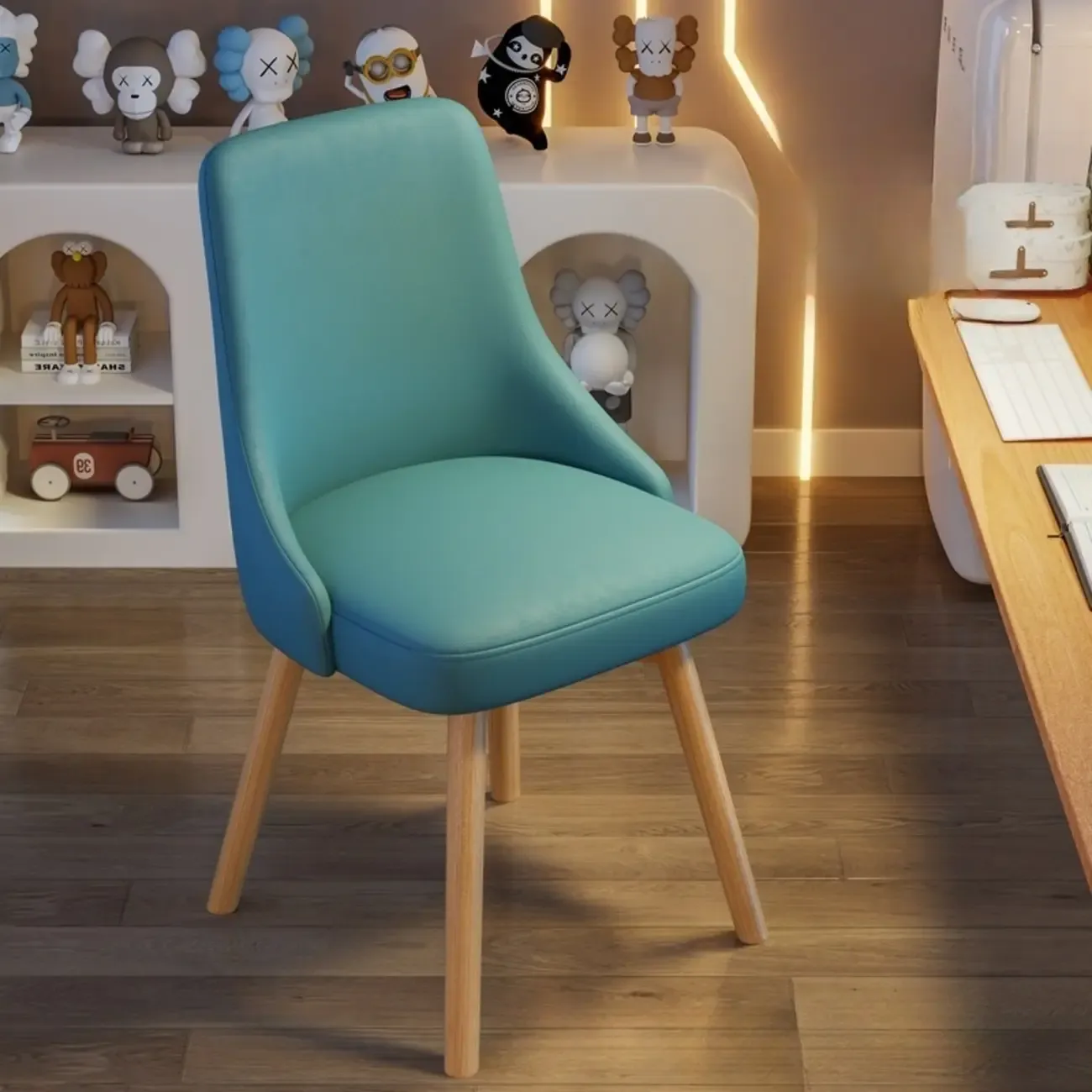 White Fabric Upholstered Solid Back Dining Chair Image - 2