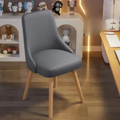 White Fabric Upholstered Solid Back Dining Chair Image - 5