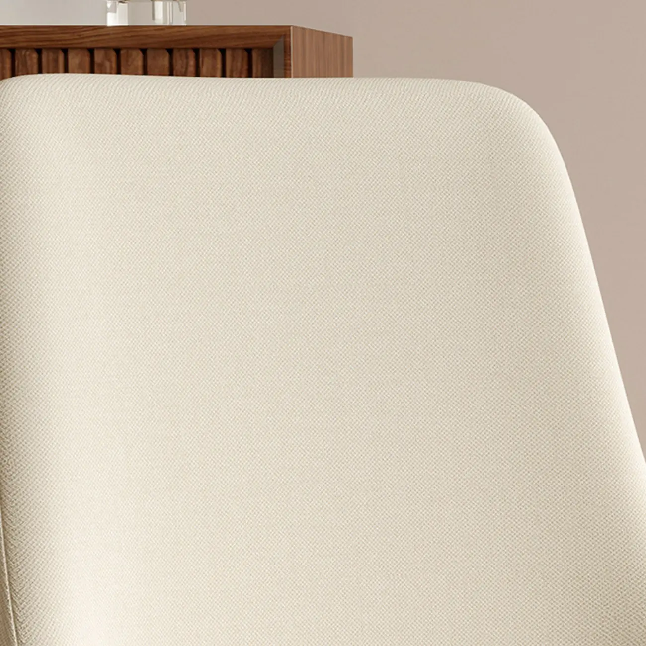 White Fabric Upholstered Solid Back Dining Chair Image - 6 | homeyfad