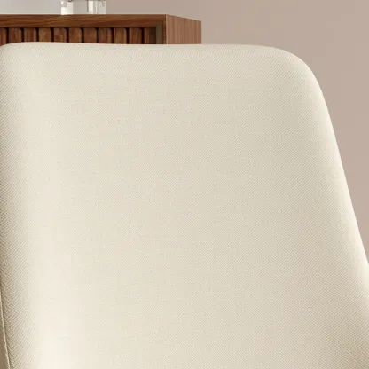 White Fabric Upholstered Solid Back Dining Chair Image - 6