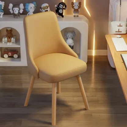 White Fabric Upholstered Solid Back Dining Chair Image - 7