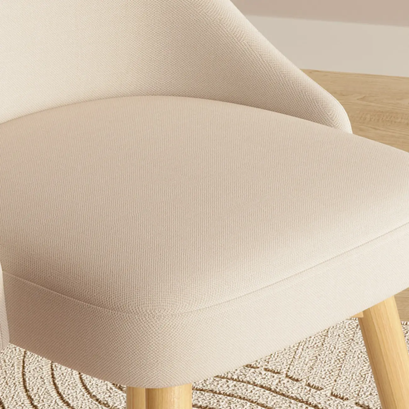 White Fabric Upholstered Solid Back Dining Chair Image - 8 | homeyfad