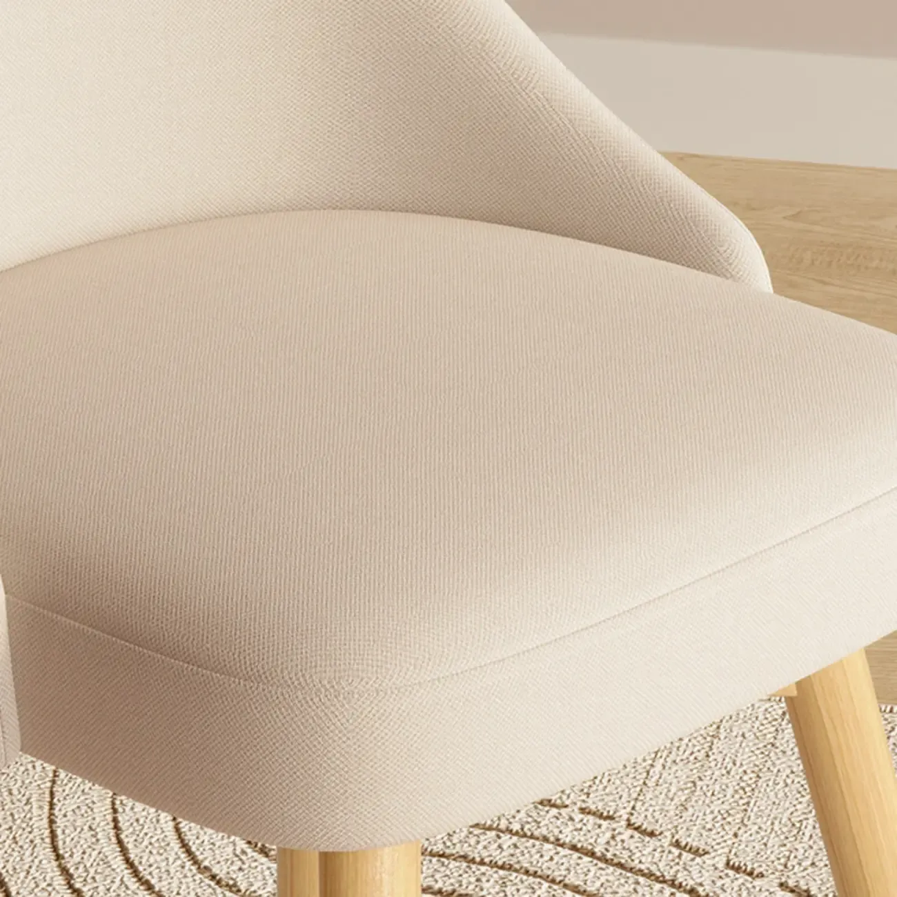 White Fabric Upholstered Solid Back Dining Chair Image - 8