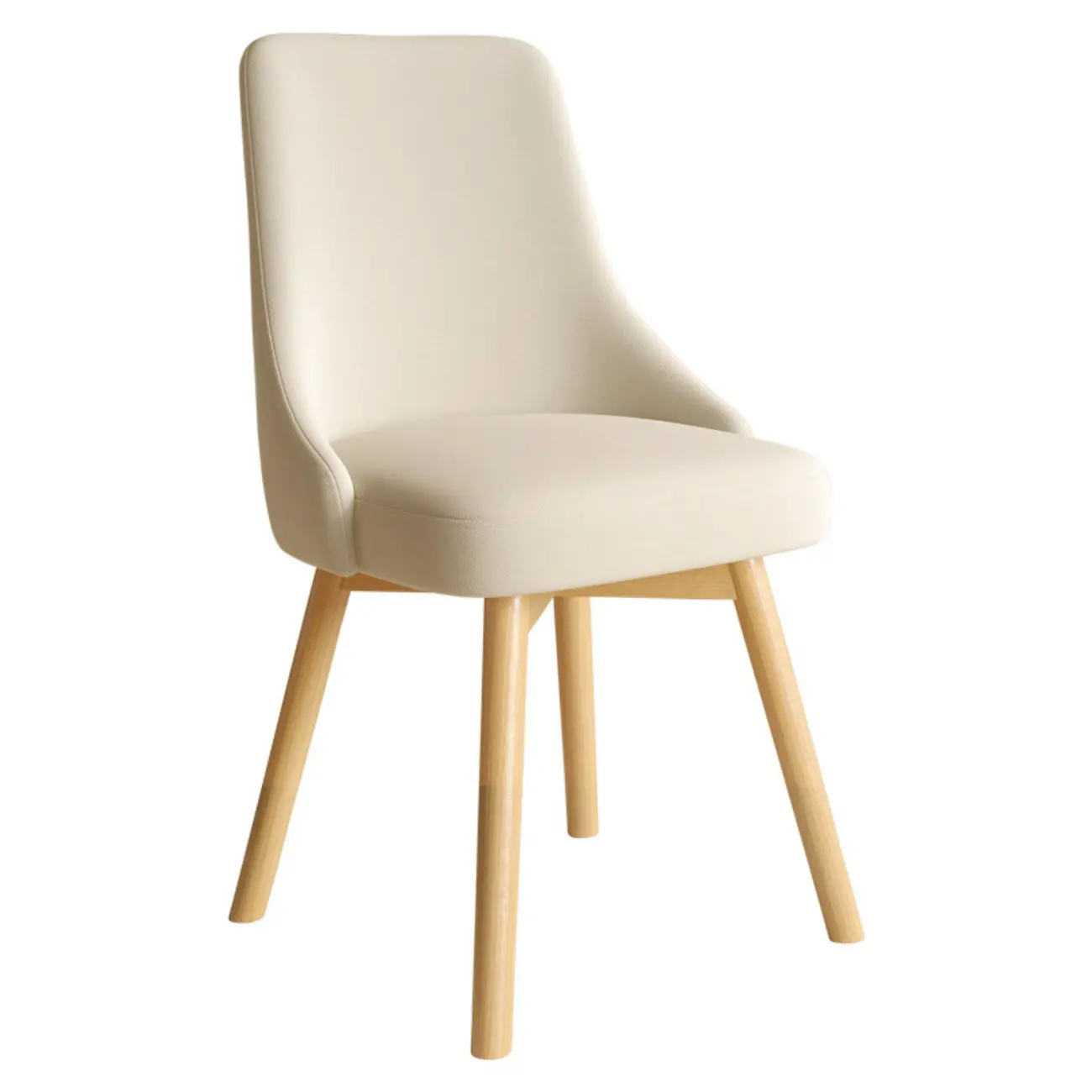 White Fabric Upholstered Solid Back Dining Chair Image - 9 | homeyfad