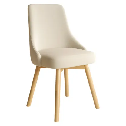 White Fabric Upholstered Solid Back Dining Chair Image - 9