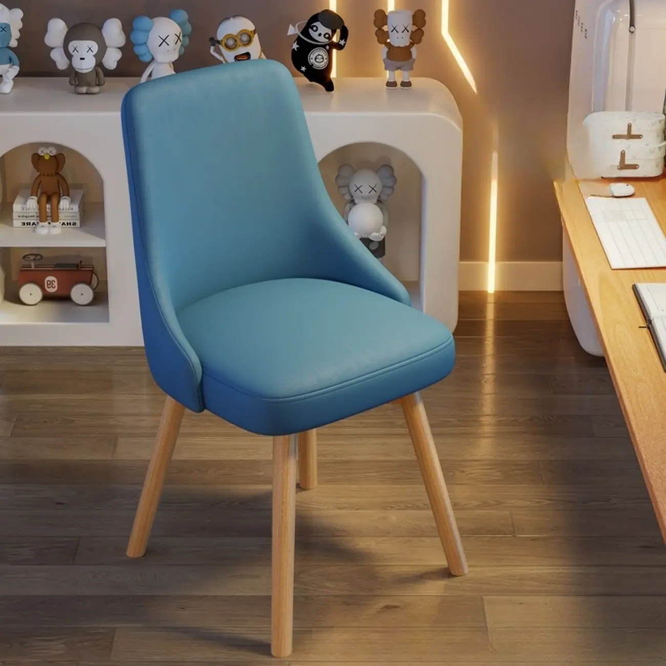 White Fabric Upholstered Solid Back Dining Chair Image - 11 | homeyfad