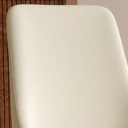 White Fabric Upholstered Solid Back Dining Chair Image - 12