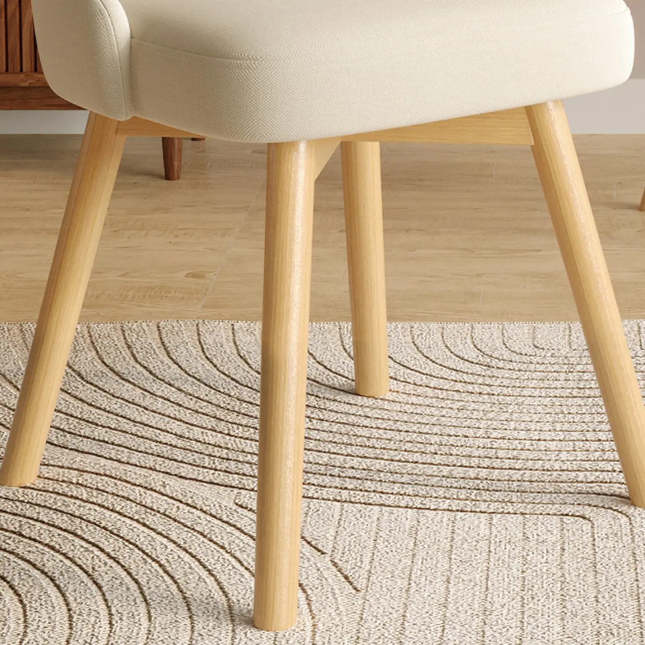 White Fabric Upholstered Solid Back Dining Chair Image - 13 | homeyfad