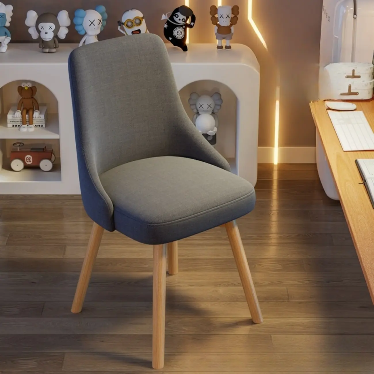 White Fabric Upholstered Solid Back Dining Chair Image - 15 | homeyfad