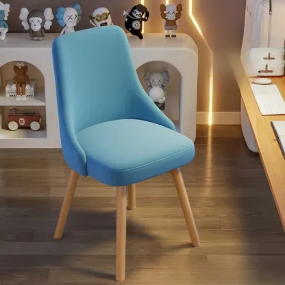 White Fabric Upholstered Solid Back Dining Chair Image - 16